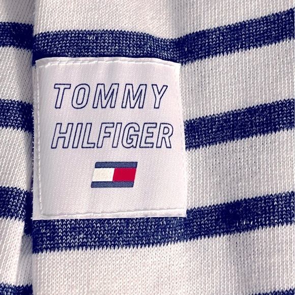 Tommy Hilfiger Sport Striped Blue and White 1/4 Zip Pullover Large - Picture 12 of 12